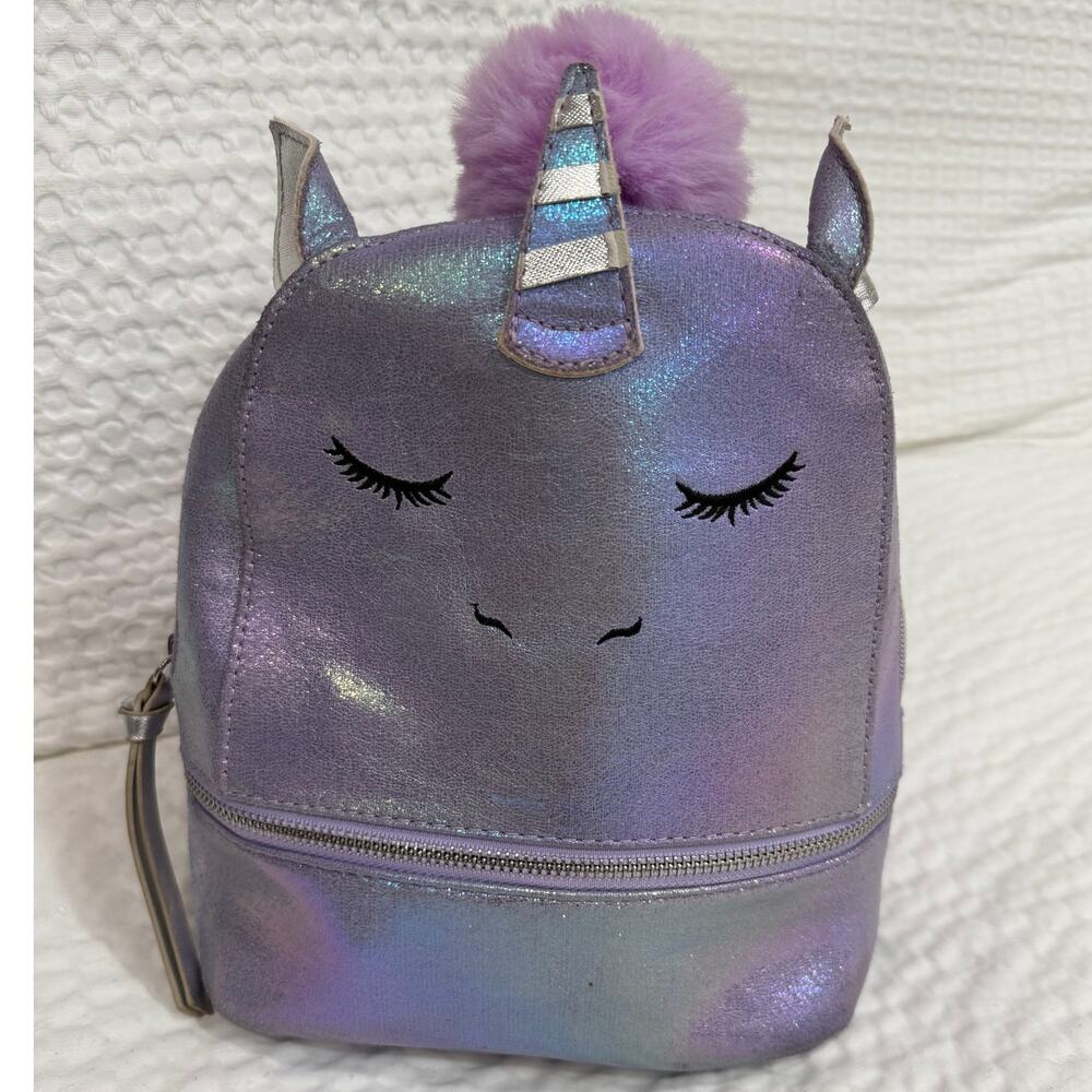 Unicorn Mini Backpack Purple Iridescent Under One Sky Kawaii Fairycore Pom Charm